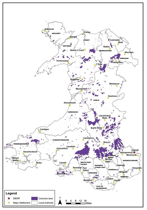 Map of Wales showing Local Authorities, common land, major settlements,... | Download Scientific ...