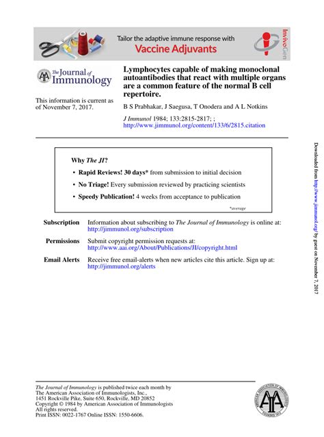 (PDF) Lymphocytes capable of making monoclonal autoantibodies that ...