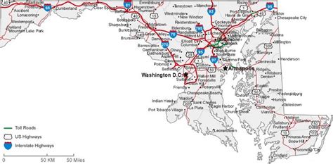 Maryland State Road Map with Census Information