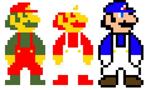 Super Mario Bros. - Regular Mario & Fire Flower Mario (+ Smg4!) (KamuiSenketsu) | Pixel Art Maker