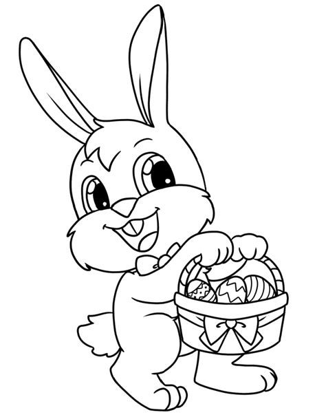 Easter Bunny With Basket Coloring Pages