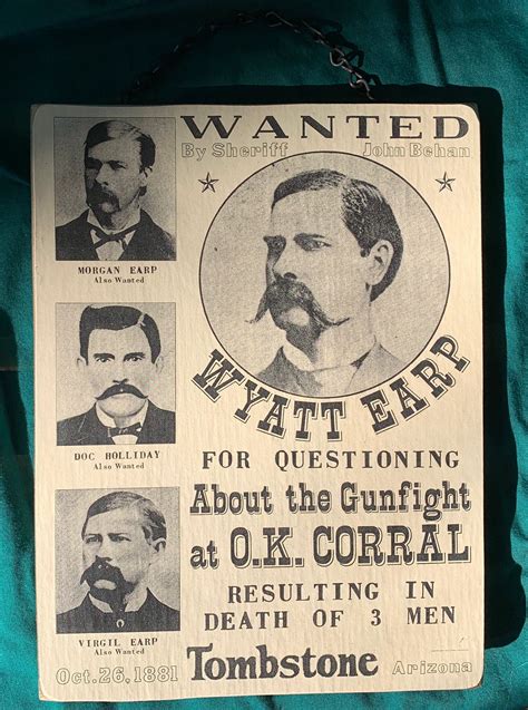 Wyatt Earp and the Gunfight at O.K. Corral HANDMADE Hanging | Etsy