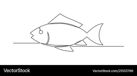 Fish one line drawing Royalty Free Vector Image