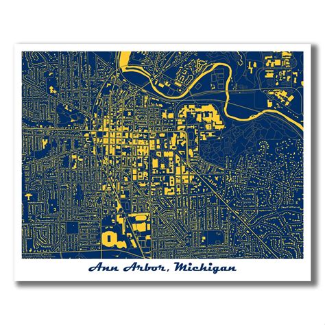 Ann Arbor Map Ann Arbor MI Poster, Ann Arbor City Map, Ann Arbor Modern ...