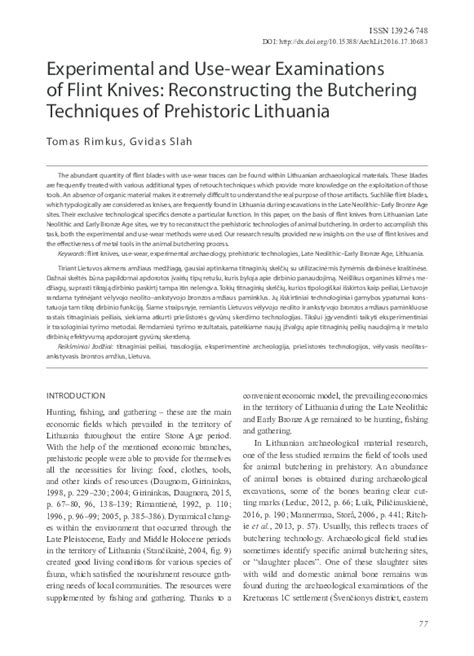 (PDF) Butchering techniques of prehistoric Lithuania | Tomas Rimkus - Academia.edu