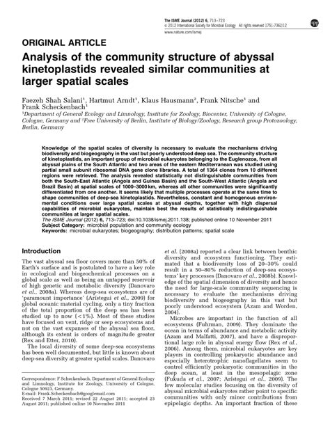 (PDF) Salani FS, Arndt H, Hausmann K, Nitsche F, Scheckenbach F.. Analysis of the community ...