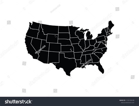 Usa Map Outline United States Country Stock Vector (Royalty Free ...