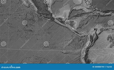 Near Cocos Plate. Boundaries. Grayscale Map Stock Illustration ...