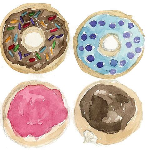 Donut Watercolor Print | Etsy | Watercolor print, Watercolor food, Dessert illustration