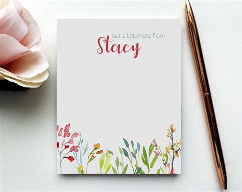 The spring floral design of this custom notepad is perfect as a gift ...