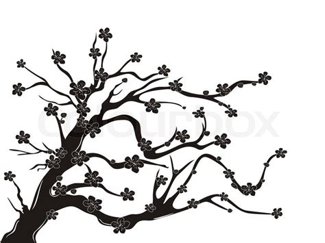 Cherry blossom tree silhouette | Stock vector | Colourbox