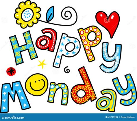 Happy Monday Cartoon Text Clipart Stock Illustration - Illustration of ...