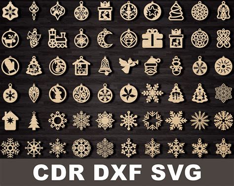 60 Cnc Christmas Tree Toy Snowflakes Ornament Bundle Vector - Etsy