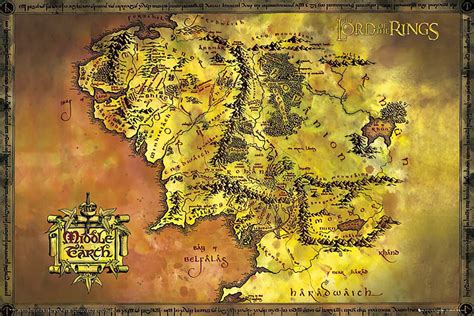 Pôster do mapa do Senhor dos Anéis da Terra Média 61 x 91 cm | Amazon ...