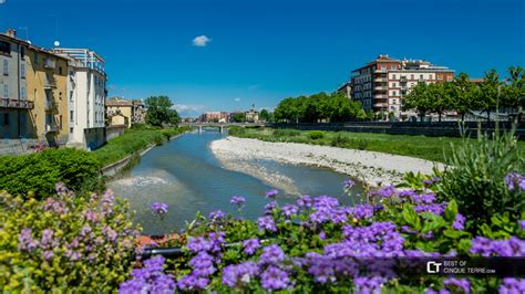 Parma. View of the River Parma from the Ponte di Mezzo