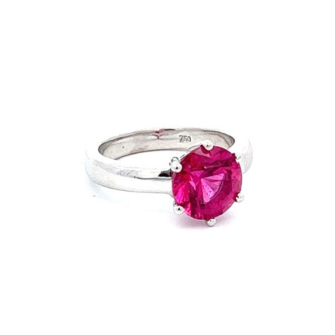 Pink Tourmaline: 18ct White Gold with a round 2.78 ct Pink Tourmaline