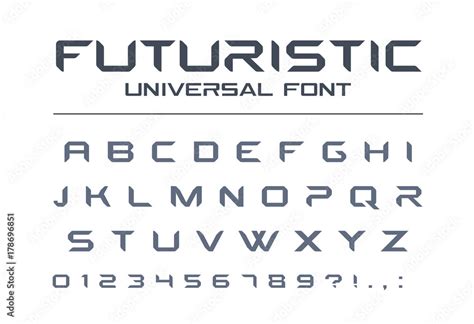 Futuristic universal font. Geometric, future techno alphabet. Letters ...