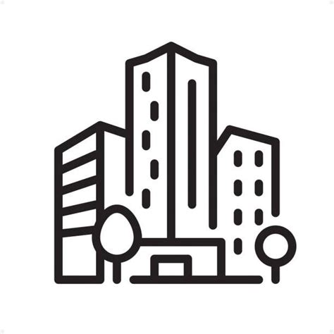Office Building - Professional outline black and white vector icon.... | Building icon, Clip art ...