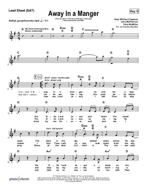 Away In A Manger Sheet Music PDF (Third Day) - PraiseCharts