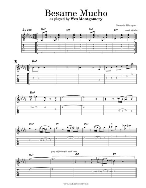 Besame Mucho – Wes Montgomery Sheet music for Guitar (Solo) | Musescore.com