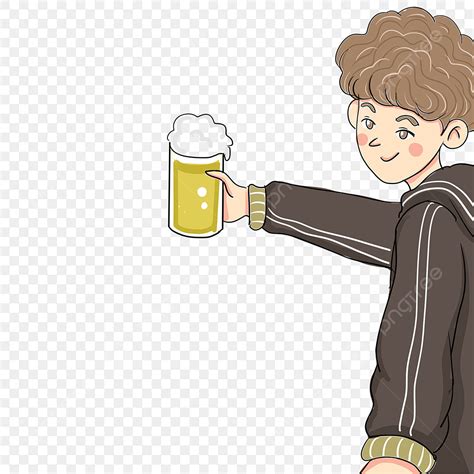 Bear Drinking Beer Clipart Hd PNG, Boy Character Design Drinking Beer, Hand Drawn, Man, Manga ...