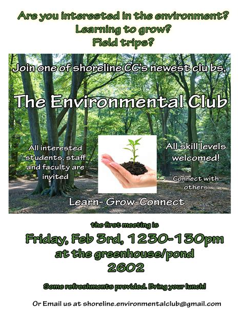 New campus club alert: First meeting of The Environmental Club this Fri., Feb. 3 – Shoreline Today