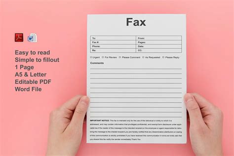 Fax Cover Sheet Template,editable Word Form,fax Transmittal,small Business Forms,fax Cover Sheet ...