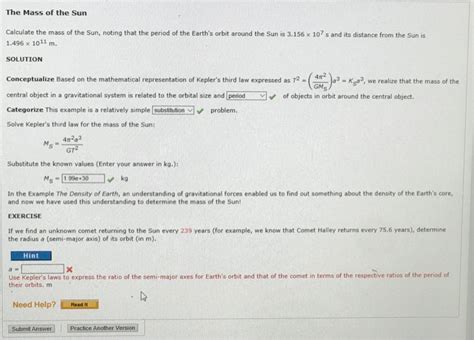 Solved The Mass of the Sun Calculate the mass of the Sun, | Chegg.com