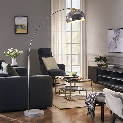 ROSEN GARDEN Arc Floor Lamp, Modern Reading Light for Living Room, Bedrooms and Office, Light ...