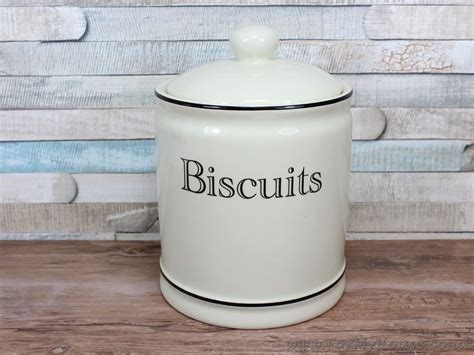 Cream Ceramic biscuit barrel canister jar kitchen storage | eBay