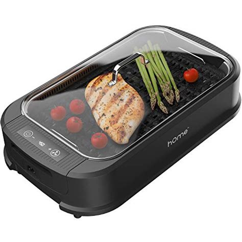 hOmeLabs Smokeless Indoor Electric Grill – Removable Non-Stick Grill Grates, Tempered Glass Lid ...