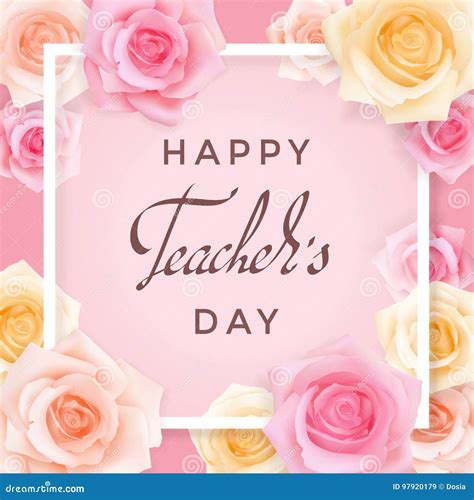 Teachers Day Card With Roses Cartoon Vector | CartoonDealer.com #97920153