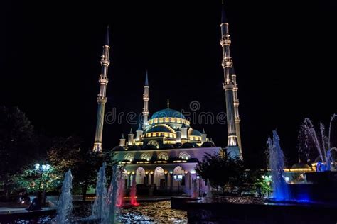 GROZNY, RUSSIA - JULY 9, 2017: Inside Akhmad Kadyrov Mosque in Grozny ...