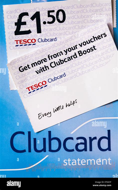 Clubcard statement with Tesco Clubcard voucher Stock Photo - Alamy