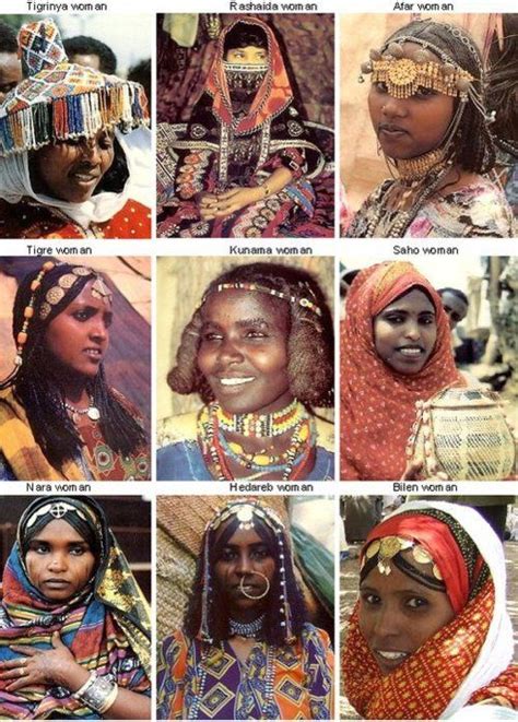 These 9 women represent the 9 official tribes of Eritrea. They each have different languages ...