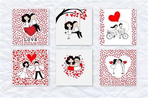 Doodle cute love couples (463340) | Illustrations | Design Bundles