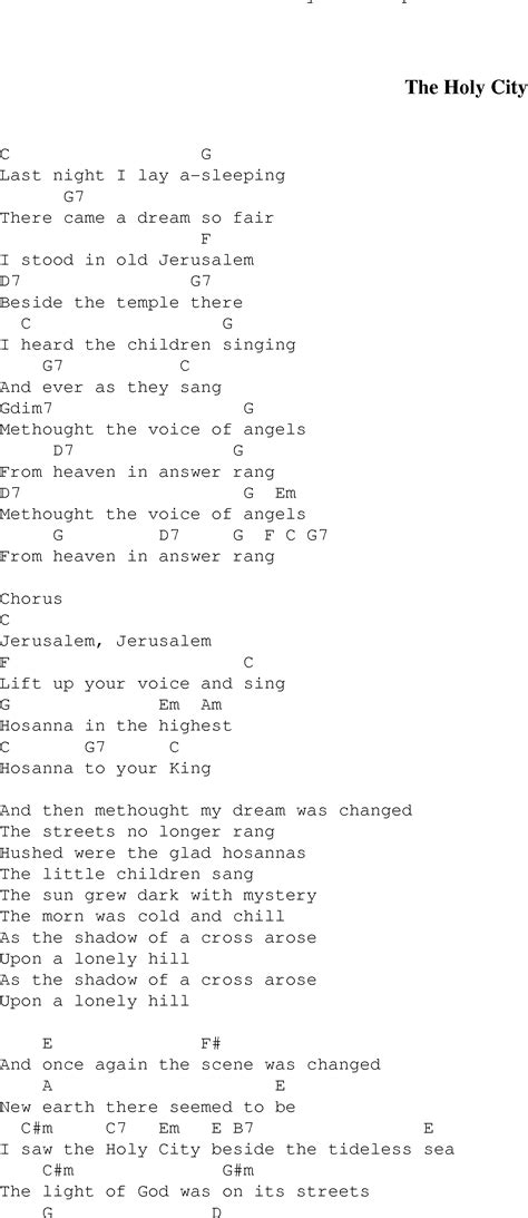 The Holy City - Christian Gospel Song Lyrics and Chords