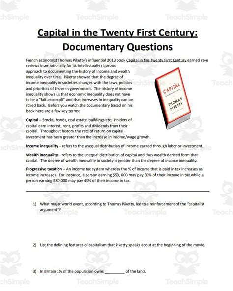 Study of Capital in the Twenty First Century Documentary by Teach Simple