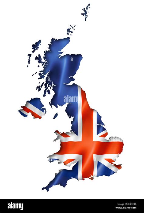 United Kingdom, UK flag map, three dimensional render, isolated on white Stock Photo - Alamy