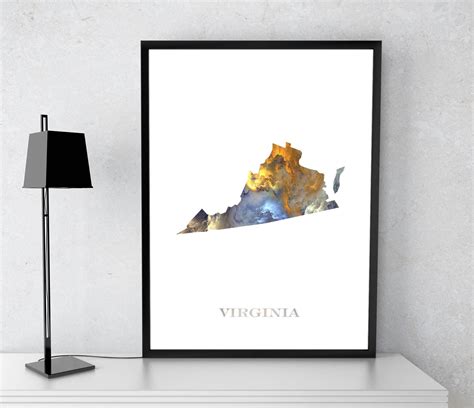 Virginia poster Virginia state Virginia art Virginia map | Etsy