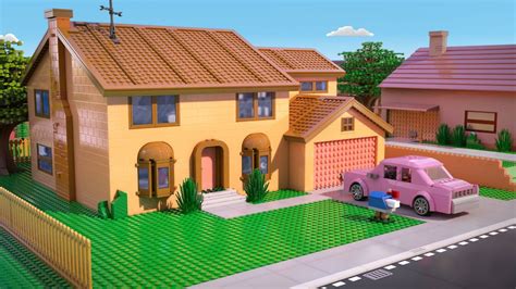 Yellow and pink painted house, LEGO, The Simpsons HD wallpaper | Wallpaper Flare