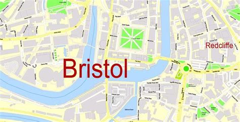 Bristol Urban Area Editable PDF Map, England, exact vector street map City Plan G-View Level 17 ...