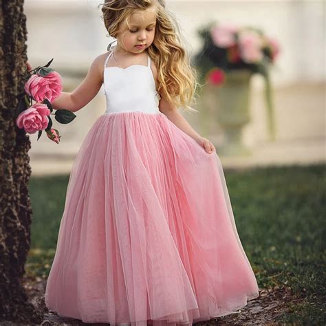 Baby Girls Baptism Dress Toddler Birthday Party Dresses Princess Pink Tulle Tutu Dress 1 3 3 4 5 ...