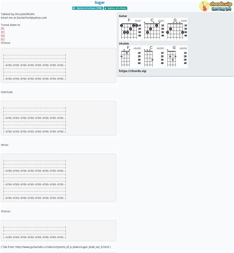 Chord: Sugar - tab, song lyric, sheet, guitar, ukulele | chords.vip