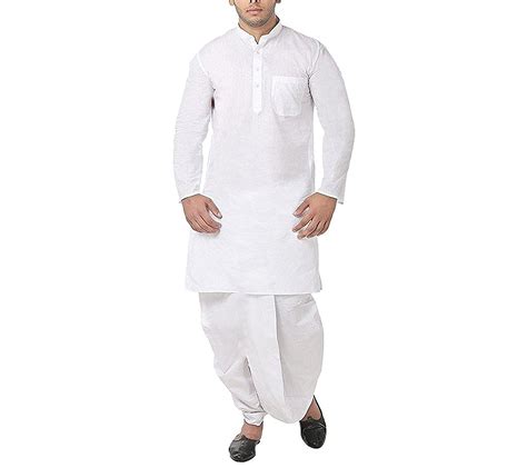 FOCIL Festival Season Special White Cotton Dhoti & Kurta Set Mens