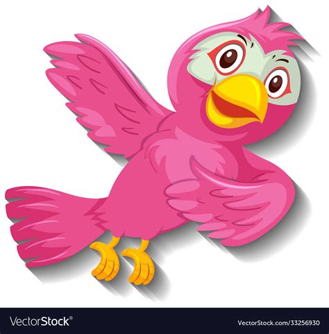 Cute pink bird cartoon character Royalty Free Vector Image