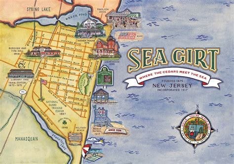 Sea Girt, NJ Centennial Map 11" x 17" - ©2019 Amy Zaleski / Invitations ...