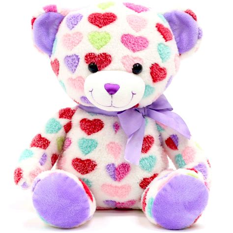 Valentine's Day 13.5" Heart Pattern Plush Bear Toy - Walmart.com ...