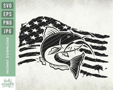 US Catfish Svg, Catfish Fishing Svg Files, Catfish Png, Distressed Flag ...