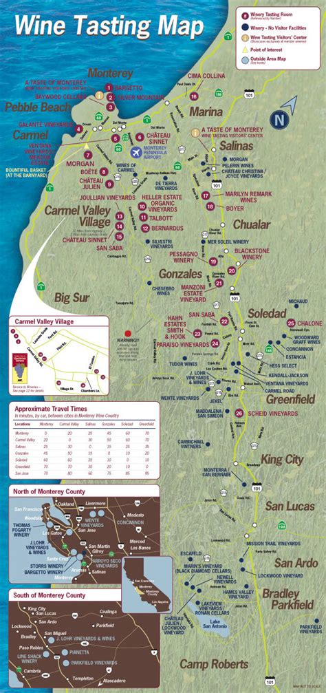 Monterey area wineries map - monterey ca • mappery